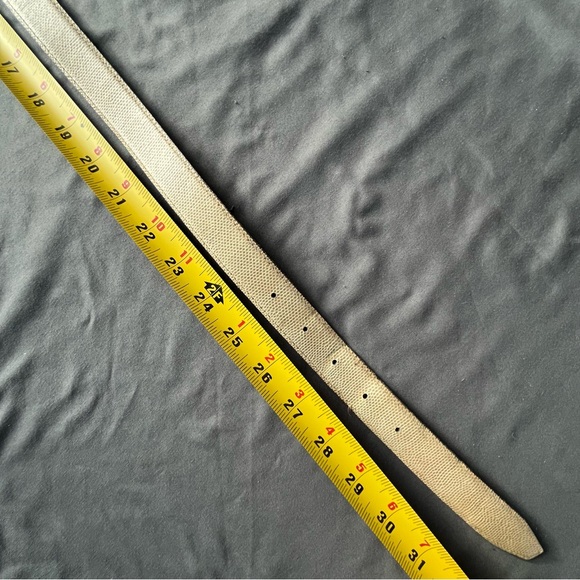 Vintage 80s Jeff Deegan Designs Tan & Cream Lizard Women’s S brass buckle belt - Picture 8 of 9